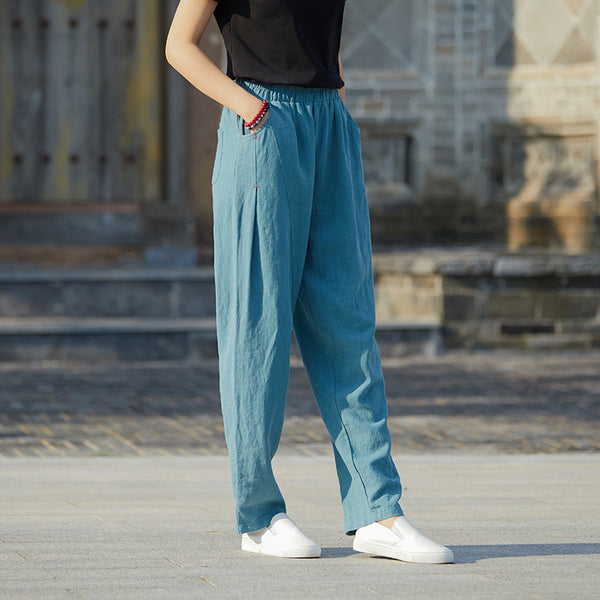 2021 Autumn NEW! Women Modern Causal Lantern Style Linen and Cotton Pants