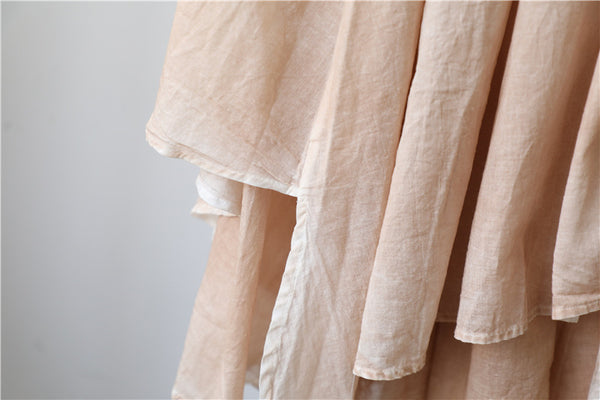 2022 Summer NEW! Women Linen and Cotton Loose Layered Skirt