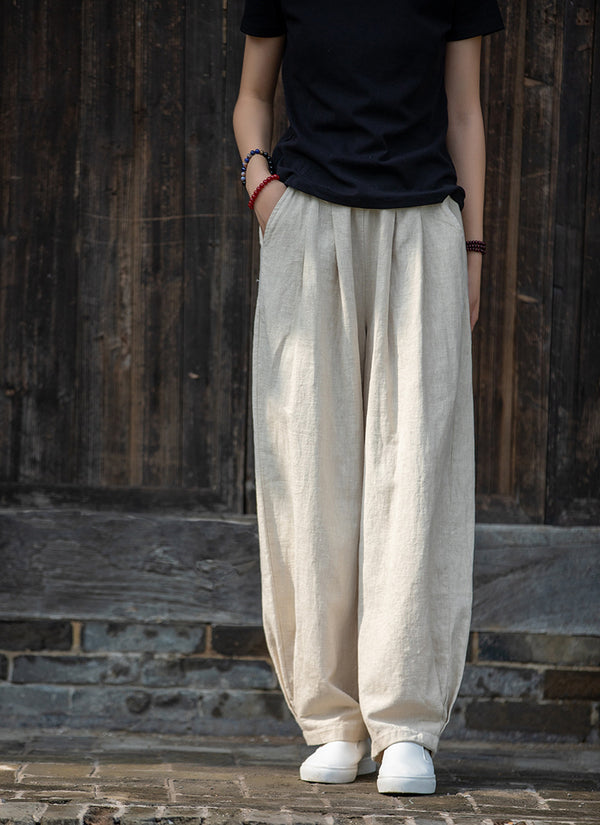 2021 Autumn NEW! Women Modern Causal Lantern Style Loose Linen and Cotton Pants