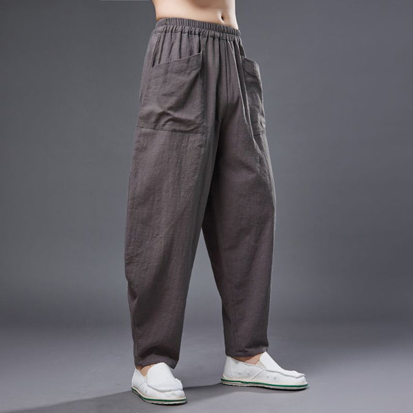 2022 Summer NEW! Men Causal Style Linen and Cotton Big Pockets