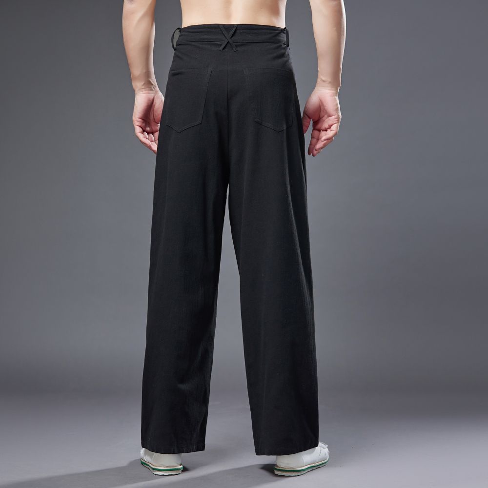 Summer NEW! Men Ethnic Style Linen and Cotton Wide Leg Pants