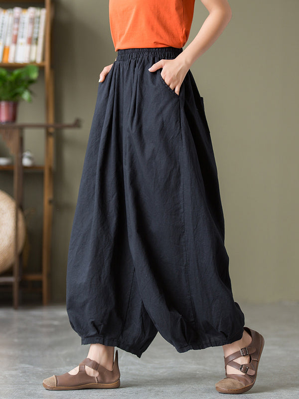 2021 Autumn NEW! Women Lantern Style Linen and Cotton Causal Loose Pants