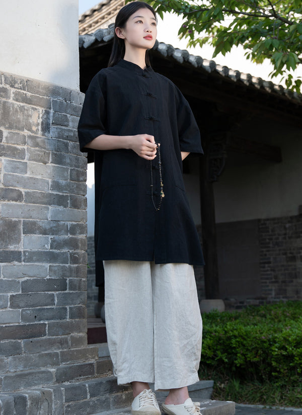 2022 Summer NEW! Women Linen and Cotton Loose Causal Style Cardigan Thin Middle Sleeves Coat