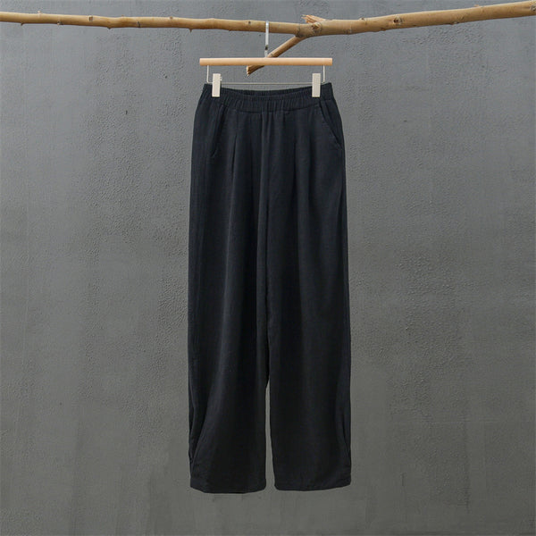 2022 Summer NEW! Women Simple Causal Lantern Style Sand Washed Linen and Cotton Pants