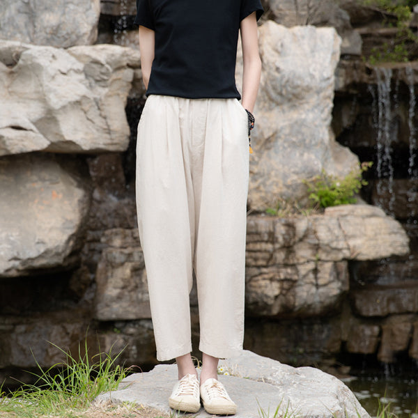 2022 Summer NEW! Women Causal Style Linen and Cotton Pegged Pants