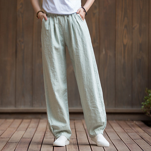 2022 Summer NEW! Women Sport Style Lantern Leisure Sand Washed Linen and cotton Pants