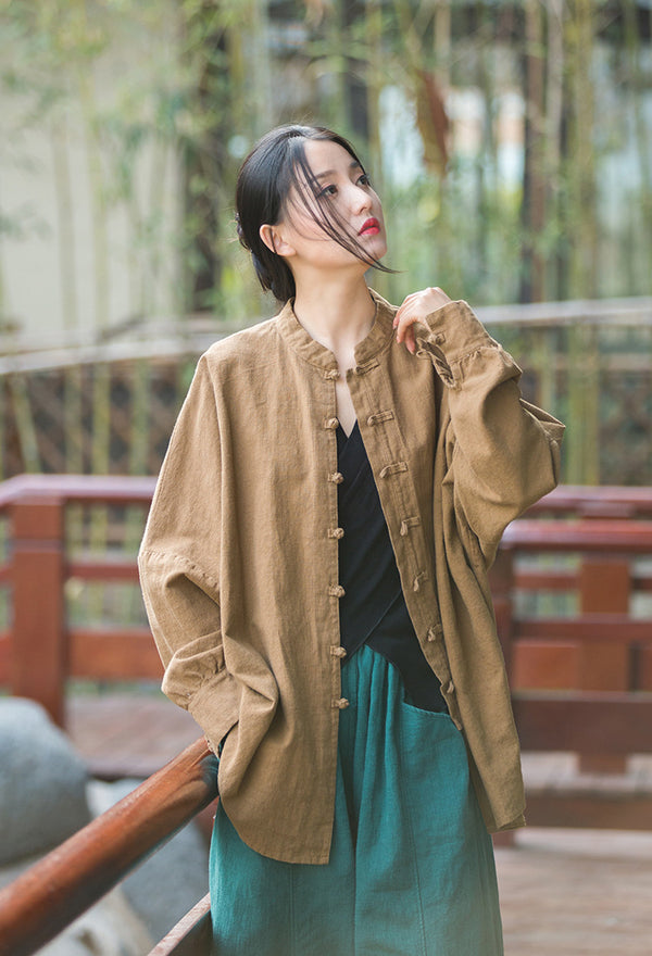 2022 Summer NEW! Women Linen and Cotton Loose Thin Zen Style cardigan Thin Jacket