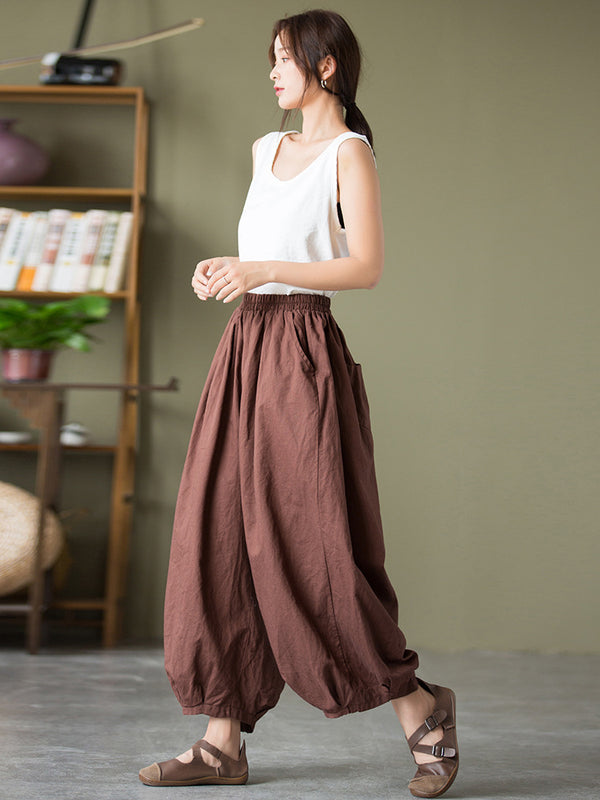 2021 Autumn NEW! Women Lantern Style Linen and Cotton Causal Loose Pants