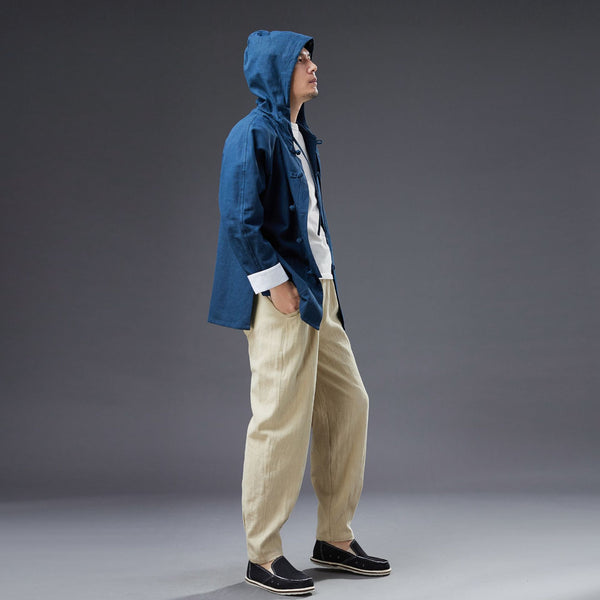 2022 Summer NEW! Men Causal Style Linen and Cotton Long Sleeve Hoodie Thin Jacket