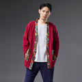 Autumn NEW! Men Retro Minorities Color Linen and Cotton Long Sleeve Cardigan Thin Jacket