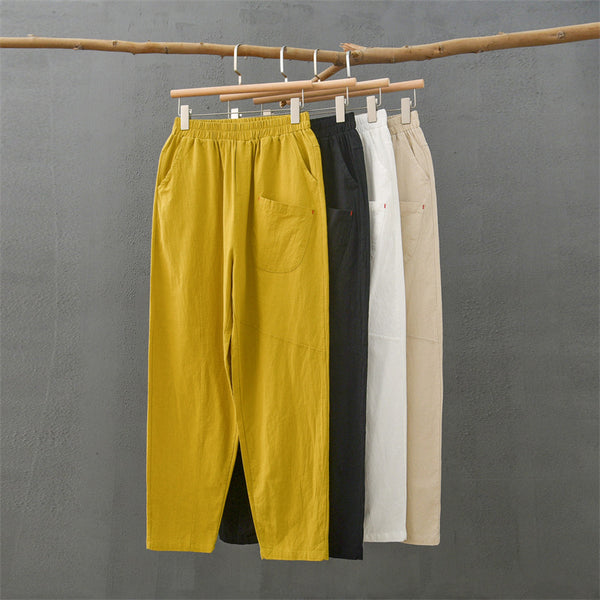 2021 Autumn NEW! Women Modern Causal Style Special Front Pocket Linen and Cotton Pants