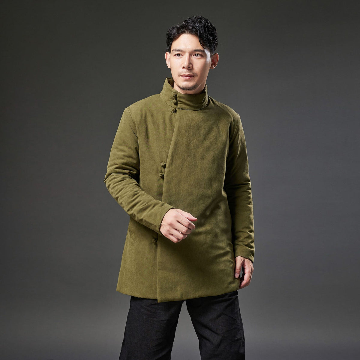 Winter NEW! Men Modern Simple Style Linen and Cotton Quilted Short Coat