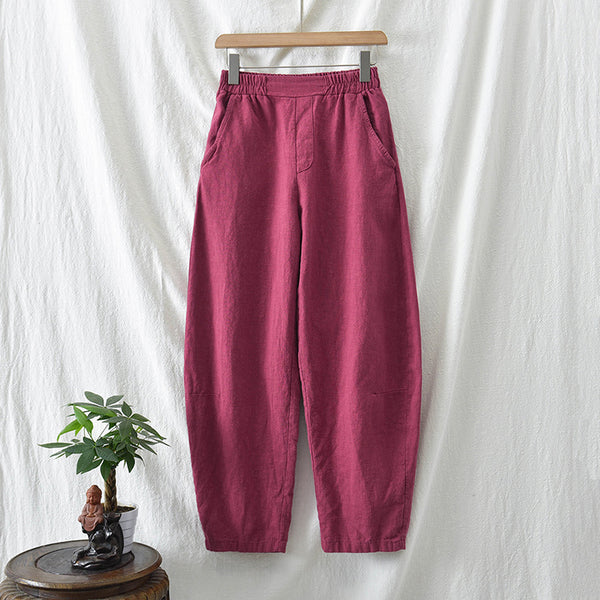 Women Lantern Style Linen and Cotton Causal Loose Pants