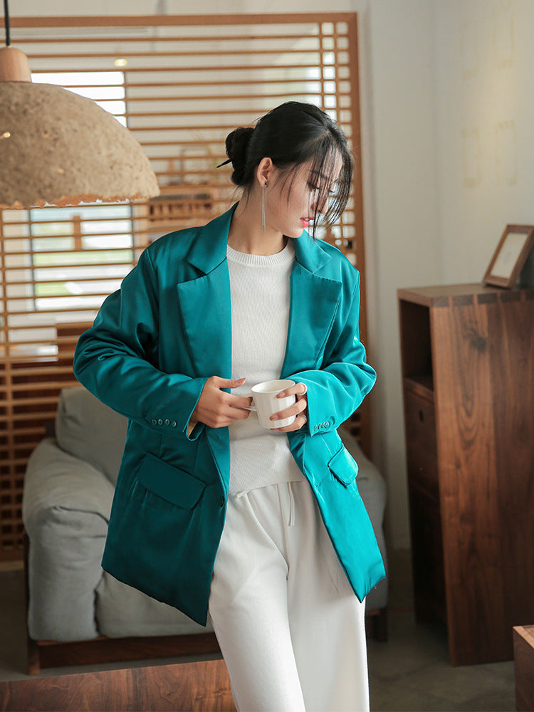 Winter NEW! Women Linen and Cotton Suit Style Long-sleeved Jacket