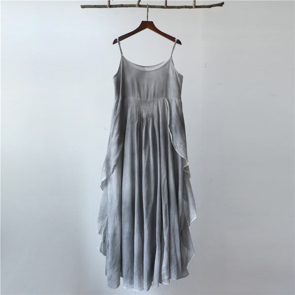 Women Extra Loose Comfortable Linen and Cotton Dyed Color Slip Dress