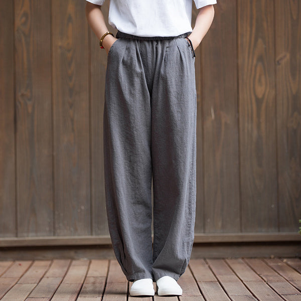 2022 Summer NEW! Women Sport Style Lantern Leisure Sand Washed Linen and cotton Pants