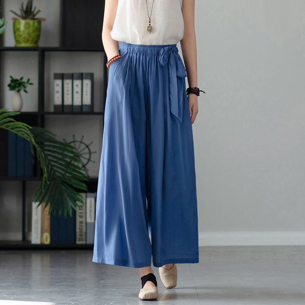 2022 Summer NEW! Women Retro Style Soft Wide Leg Cropped Pants