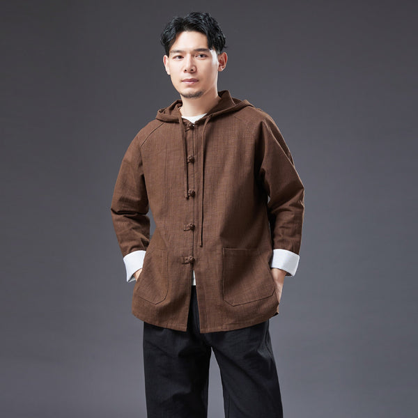 2022 Summer NEW! Men Causal Style Linen and Cotton Long Sleeve Hoodie Thin Jacket