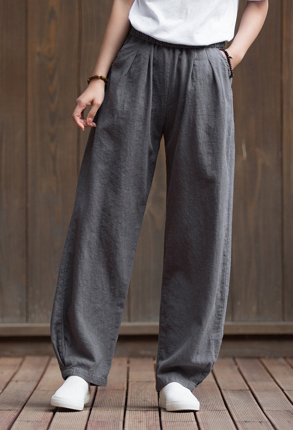 2022 Summer NEW! Women Sport Style Lantern Leisure Sand Washed Linen and cotton Pants