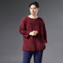 Men Causal Style Round Neck Linen and Cotton bracket 3/4 Sleeve Jacquard Tops