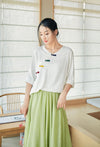 2022 Summer NEW! Women Eastern Style Linen and Cotton Mid Sleeve Shirt