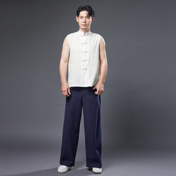 2022 Summer NEW! Men Ethnic Style Linen and Cotton Wide Leg Pants