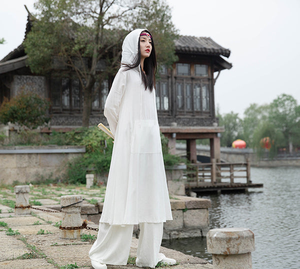 Women Assassin Style Linen and Cotton Long Sleeves Thin Tunic Dress