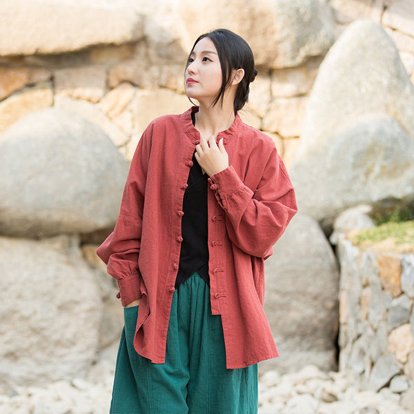 2022 Summer NEW! Women Linen and Cotton Loose Thin Zen Style cardigan Thin Jacket