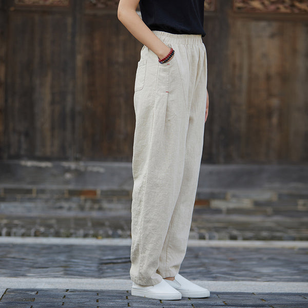 2021 Autumn NEW! Women Modern Causal Lantern Style Linen and Cotton Pants