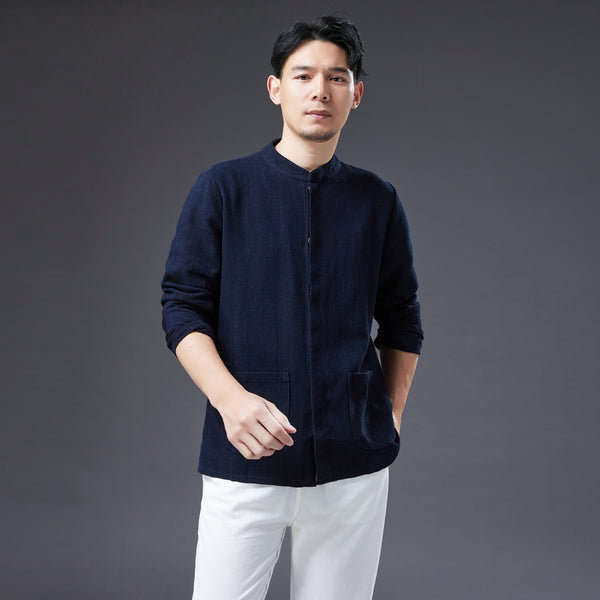 2022 Summer NEW! Men Causal Style Linen and Cotton Long Sleeve Simple Shirts