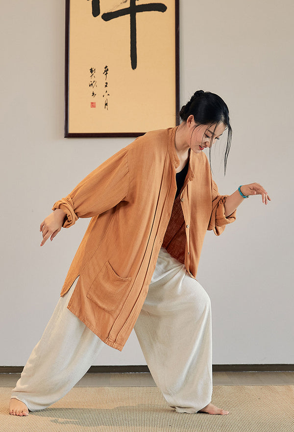 2022 Summer NEW! Women Lantern Style Sand Washed Linen and Cotton Loose KungFu Pants
