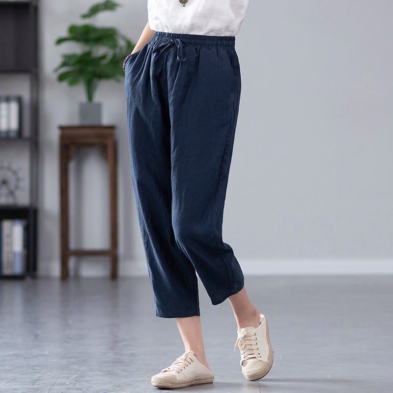 2022 Summer NEW! Women Causal Style Linen and Cotton Waist Belt Croppe