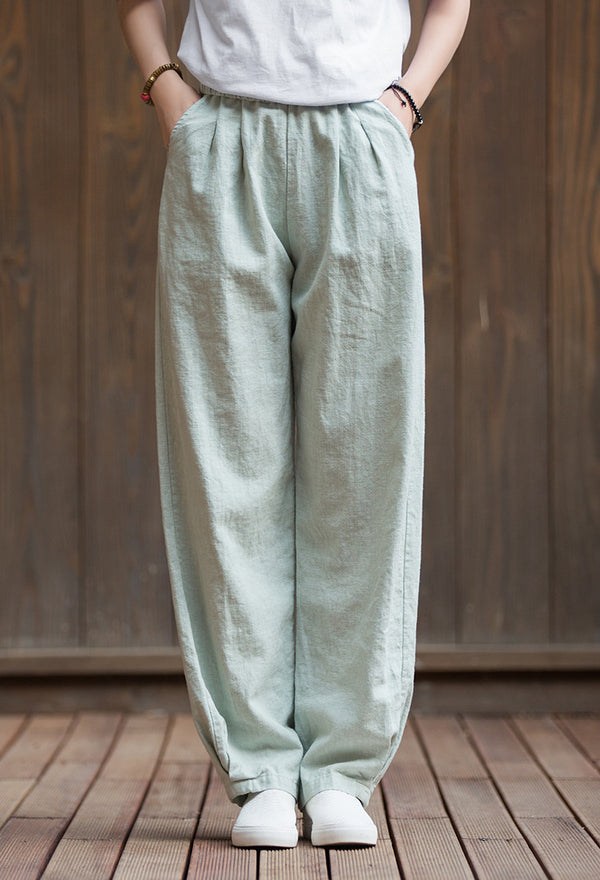 2022 Summer NEW! Women Sport Style Lantern Leisure Sand Washed Linen and cotton Pants