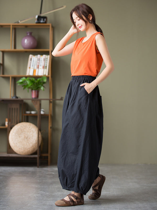 2021 Autumn NEW! Women Lantern Style Linen and Cotton Causal Loose Pants