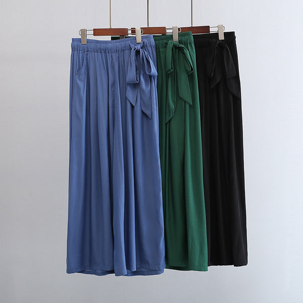 2022 Summer NEW! Women Retro Style Soft Wide Leg Cropped Pants