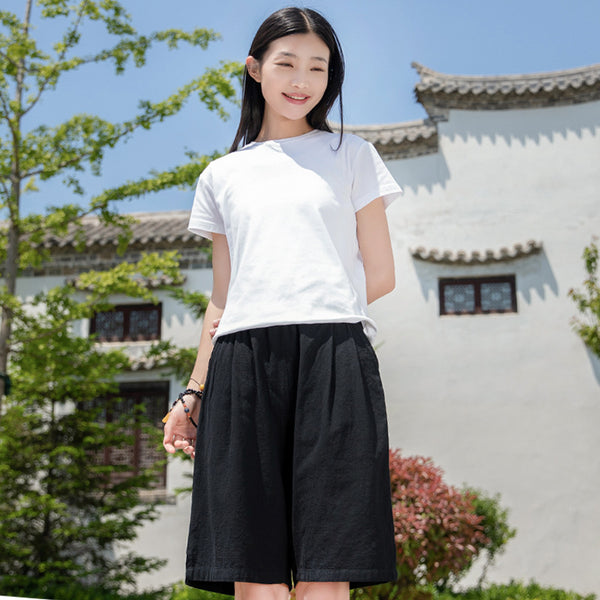 2022 Summer NEW! Women Retro Style Wrinkle Linen and Cotton Shorts