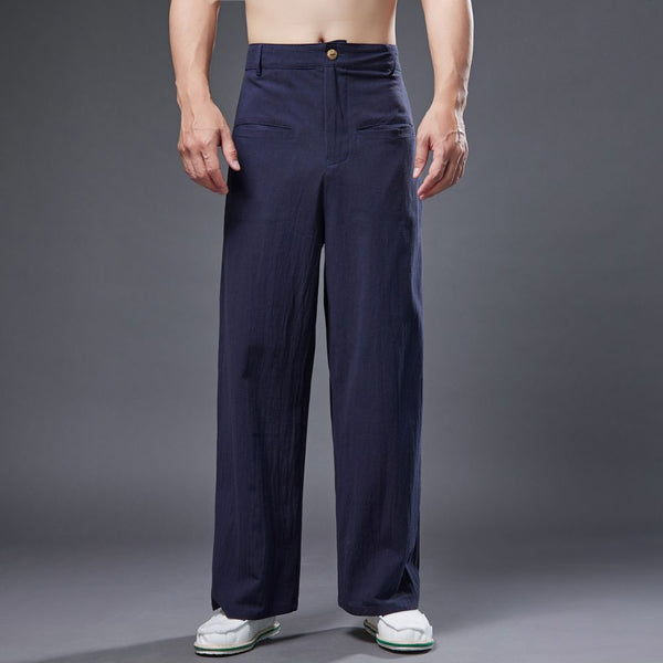 2022 Summer NEW! Men Ethnic Style Linen and Cotton Wide Leg Pants