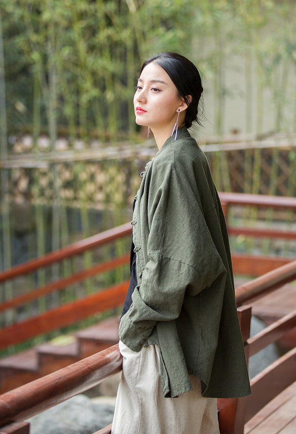 2022 Summer NEW! Women Linen and Cotton Loose Thin Zen Style cardigan Thin Jacket