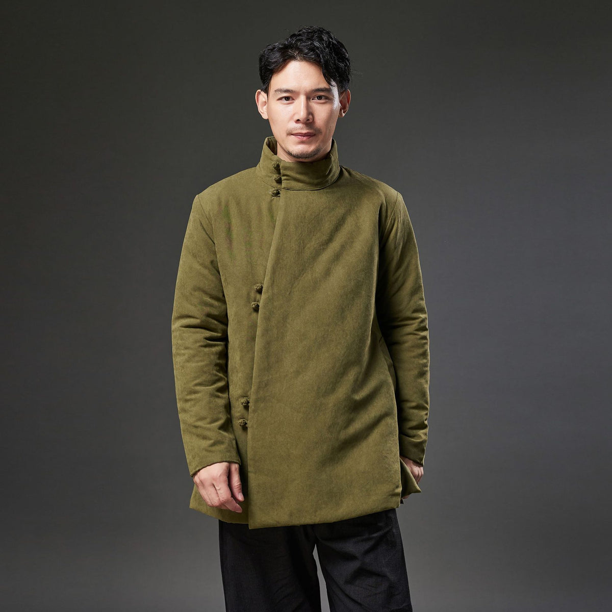 Winter NEW! Men Modern Simple Style Linen and Cotton Quilted Short Coat