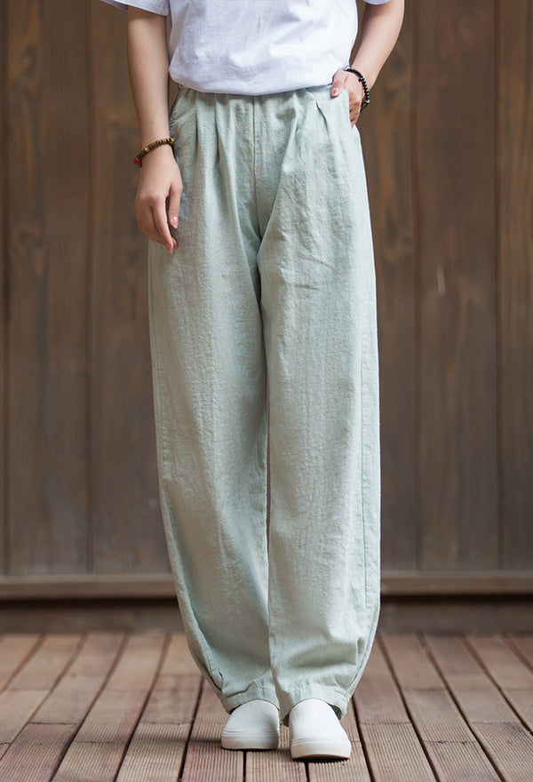 2022 Summer NEW! Women Sport Style Lantern Leisure Sand Washed Linen and cotton Pants