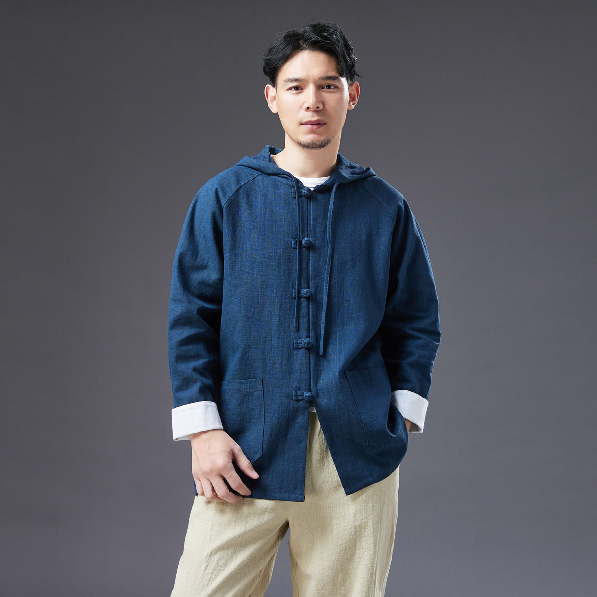 Summer NEW! Men Causal Style Linen and Cotton Long Sleeve Hoodie Thin Jacket