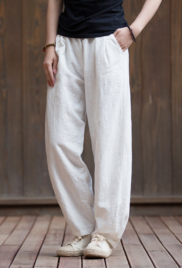 2022 Summer NEW! Women Sport Style Lantern Leisure Sand Washed Linen and cotton Pants