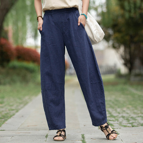 Women Lantern Style Linen and Cotton Causal Loose Pants