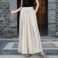Summer NEW! Women Loose Style Sand Washed Linen and Cotton Wide Legs Pants