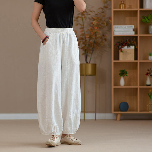 2022 Summer NEW! Women Retro Style Linen and Cotton Harem Cropped Pants