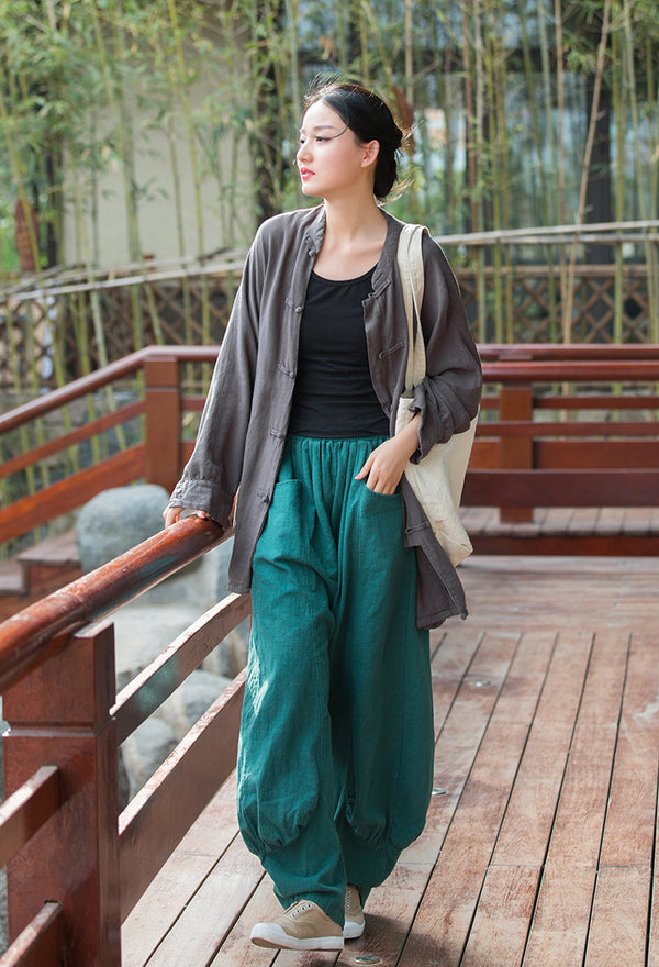 2022 Summer NEW! Women Linen and Cotton Loose Thin Chinese Style Long Jacket