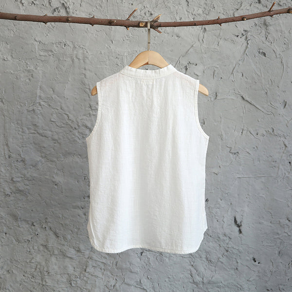Women Cotton and Linen Asian Style Retro Art Buckle Vest