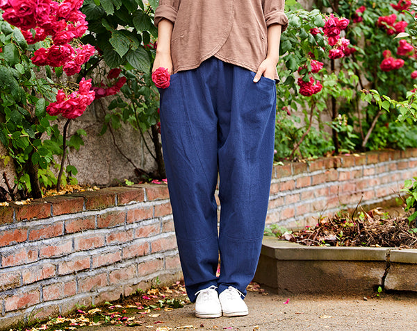 Women Casual Loose Style Linen and Cotton Pants