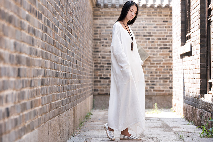 Women Asian Style Retro Long Sleeves Linen and Cotton Dress | Osonian Clothing Women Asian Style Retro Long Sleeves Linen and Cotton Dress | Osonian Clothing