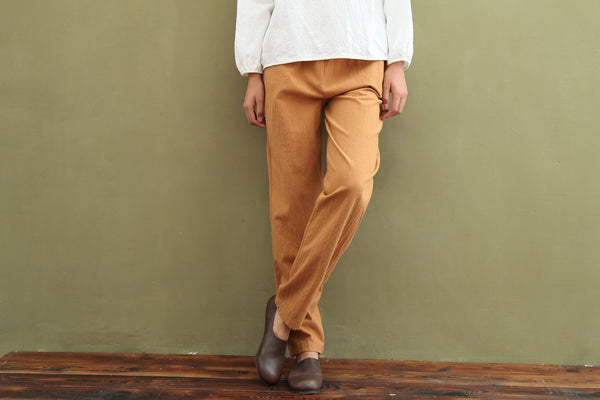 Women Simple Leisure Linen and Cotton Pants